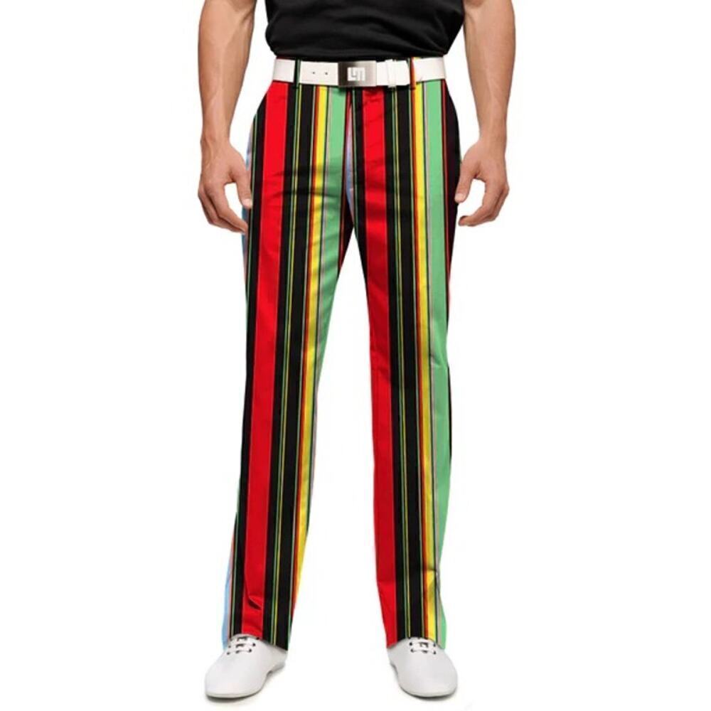 LoudMouth Hot Dog Men's Heritage Birdie Pant Striped Colorful Golf Size 32/30